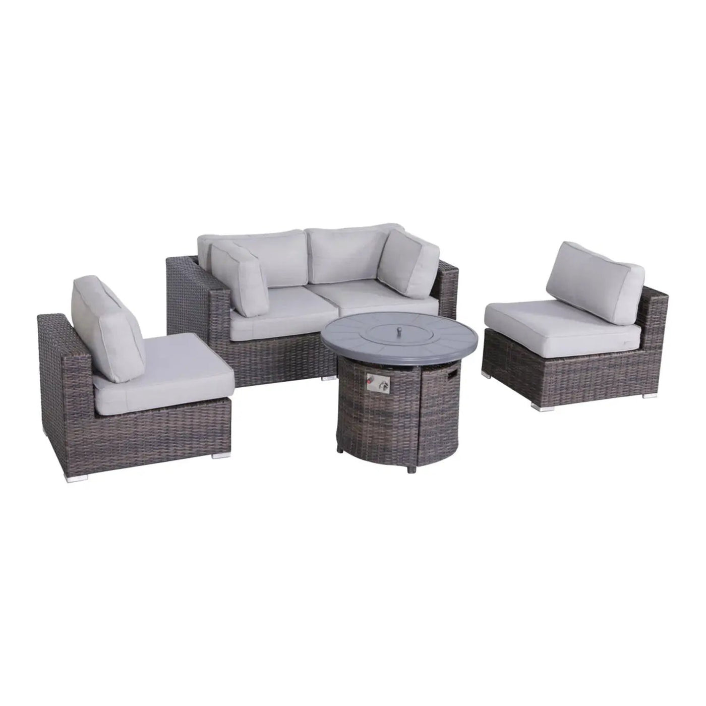 Wicker Outdoor Lounge Set With Cushions And Fire Pit by HouseOfZazla