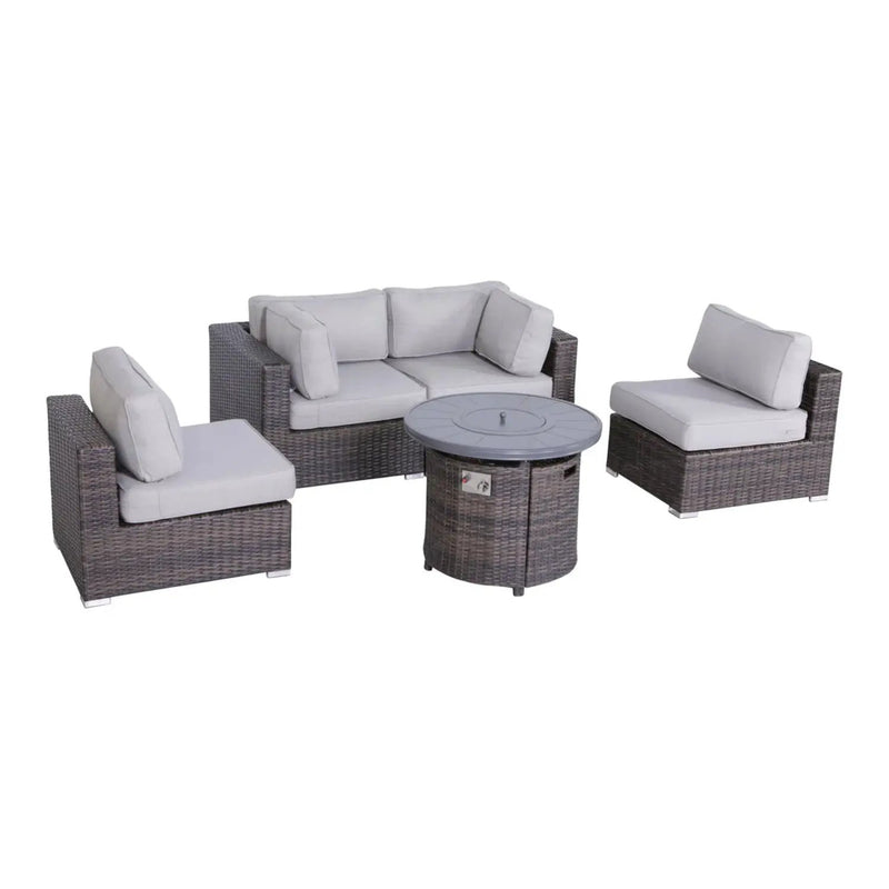Wicker Outdoor Lounge Set With Cushions And Fire Pit by HouseOfZazla