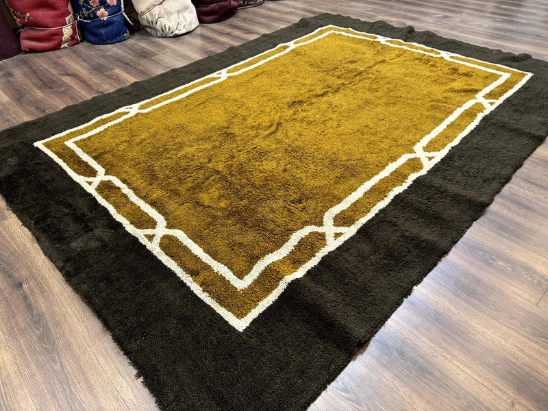 Mid Century Shag Rug 8x11, Large Vintage Shag Rug, Open Field, European Shag Rug by Jewel Rugs