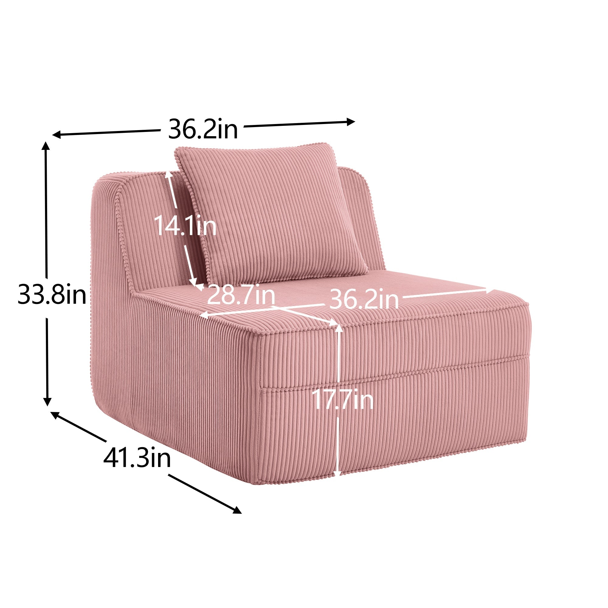Armless Sofa With Pillow - Pink by HouseOfZazla