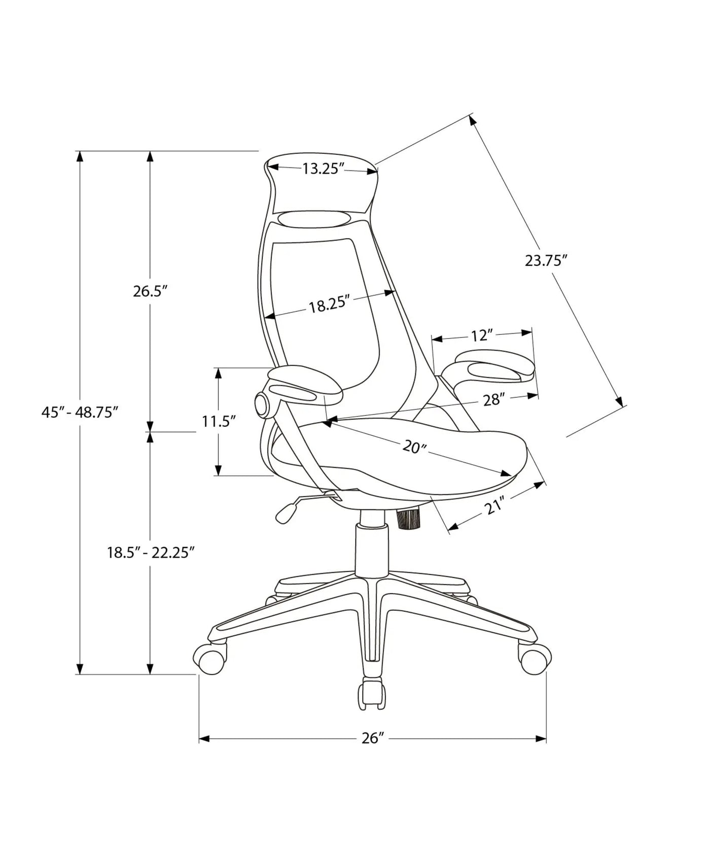 Office Chair, Adjustable Height, Swivel, Ergonomic, Armrests, Contemporary & Modern by HouseOfZazla
