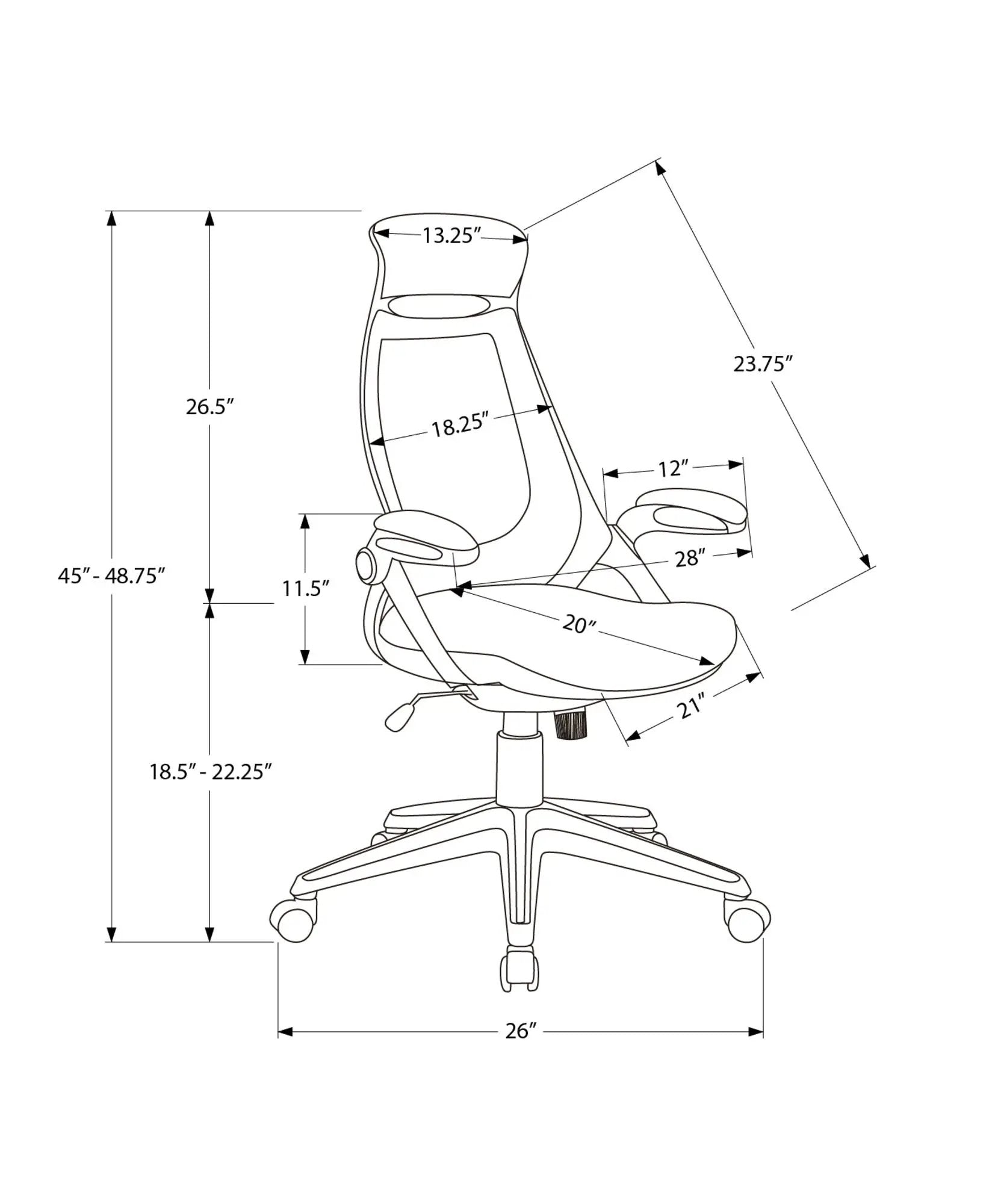 Office Chair, Adjustable Height, Swivel, Ergonomic, Armrests, Contemporary & Modern by HouseOfZazla