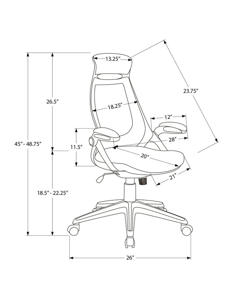 Office Chair, Adjustable Height, Swivel, Ergonomic, Armrests, Contemporary & Modern by HouseOfZazla