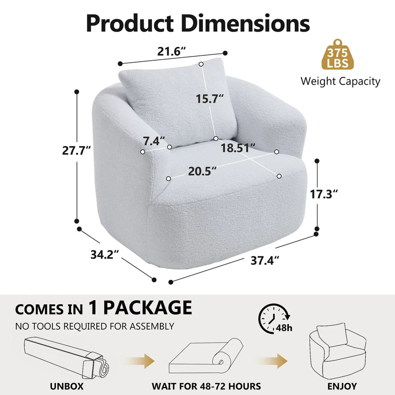 360° Swivel Round Upholstered Comfy Chair by HouseOfZazla