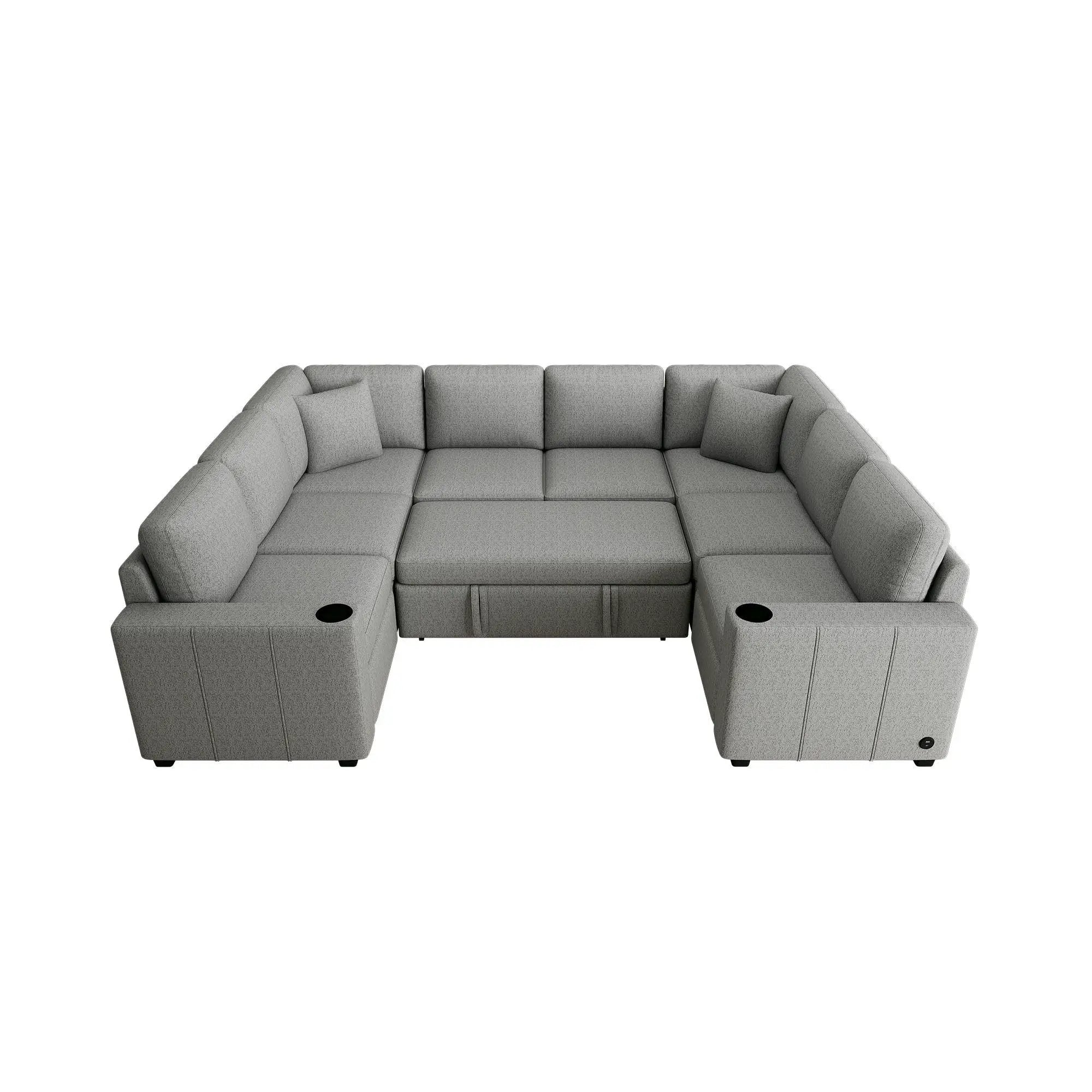 Convertible U-Shaped Sectional Sofa With Pull-Out Bed by Unique Piece Furniture