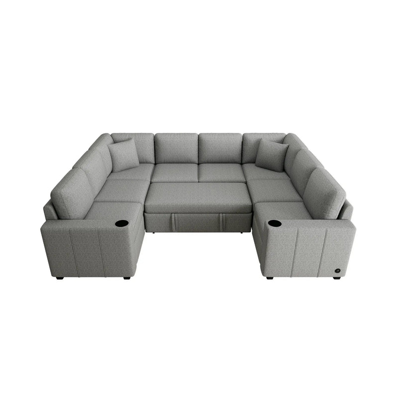 Convertible U-Shaped Sectional Sofa With Pull-Out Bed by Unique Piece Furniture