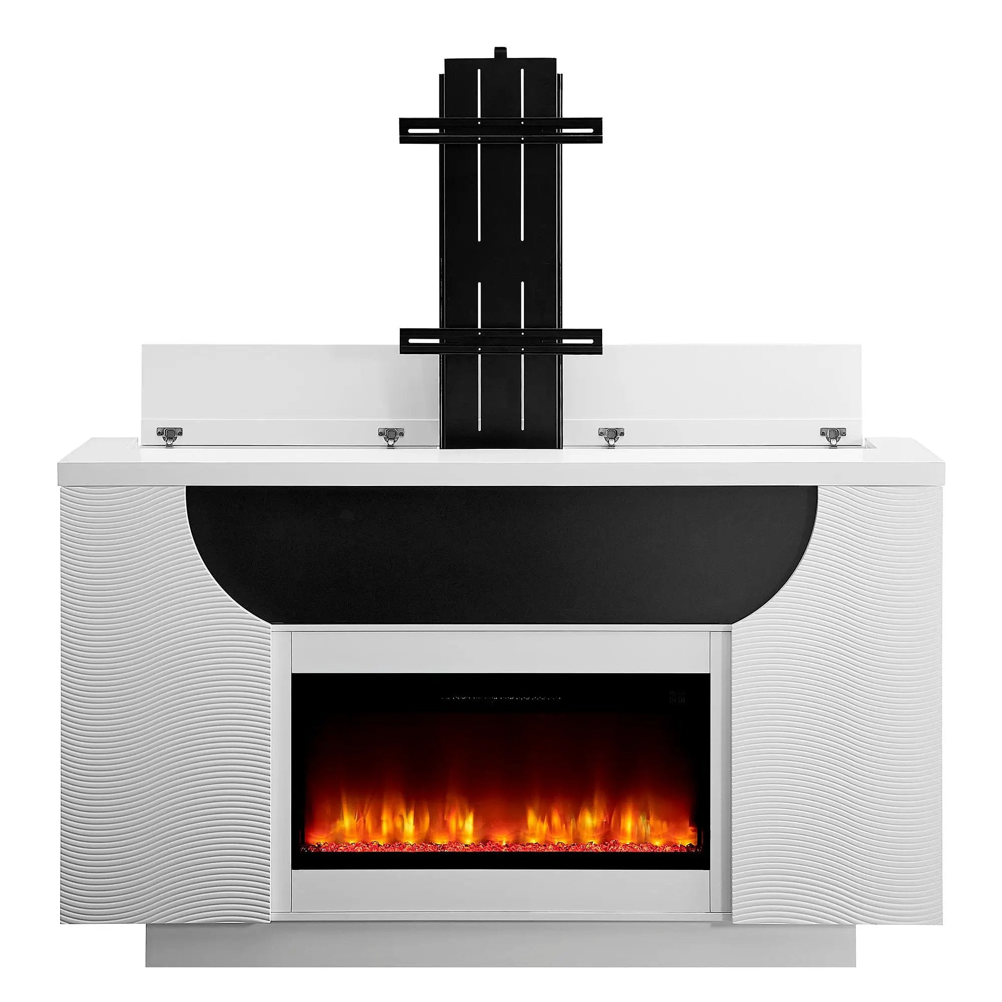 Aurora - Fireplace TV Lift With Adjustable Temperature And LED Colors - White by Unique Piece Furniture