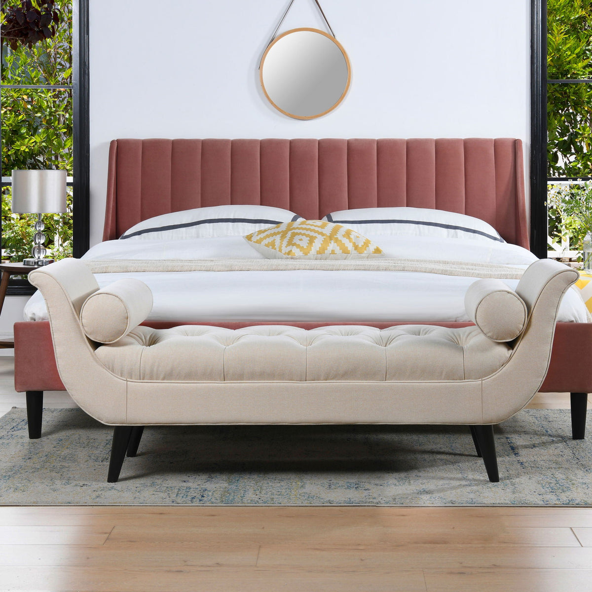 Tufted Flared Arm Entryway Bench with Flared Arms - Multiple Colors, photo 3 of 38