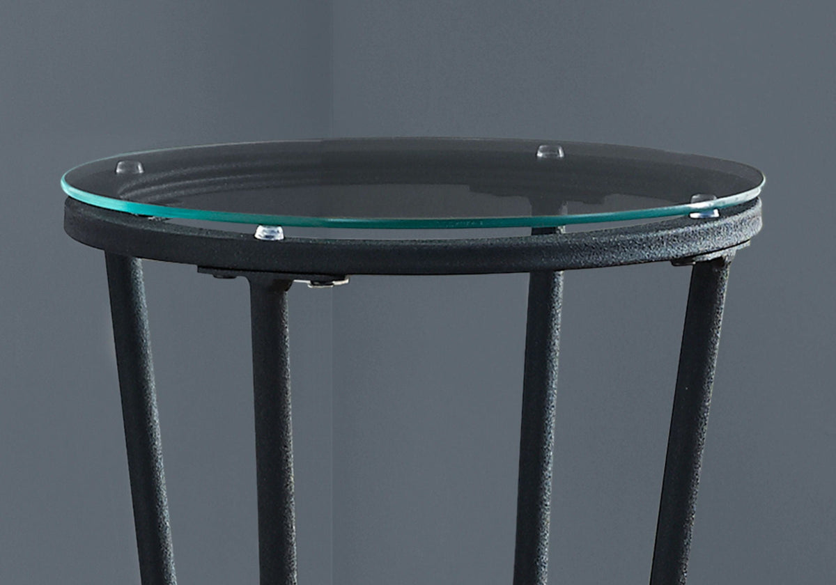 Modern Black Accent Side Table with Tempered Glass Top - Black, photo 2 of 4