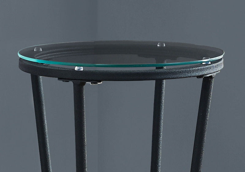 Modern Black Accent Side Table with Tempered Glass Top - Black, photo 2 of 4
