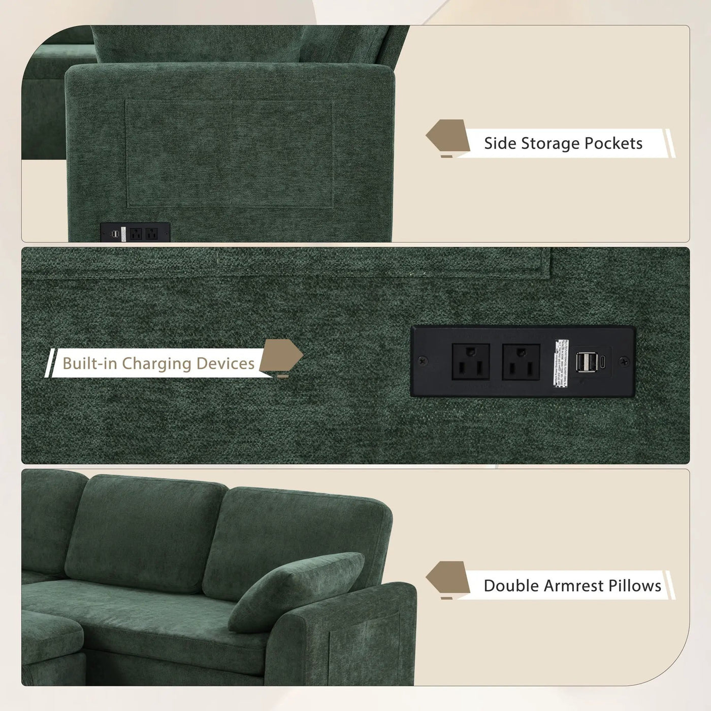 Convertible U-Shaped Sectional Sofa Bed With Reversible Chaise by HouseOfZazla