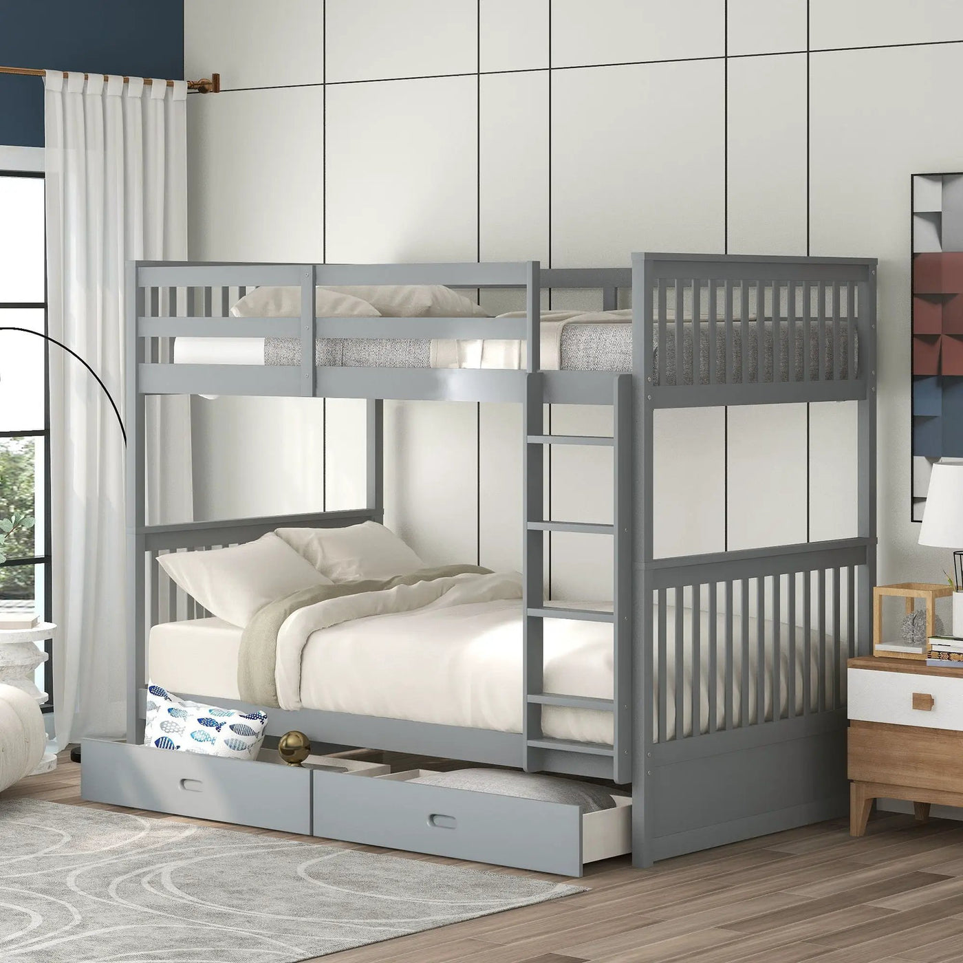 Bunk Bed With Ladders And 2 Storage Drawers by Unique Piece Furniture