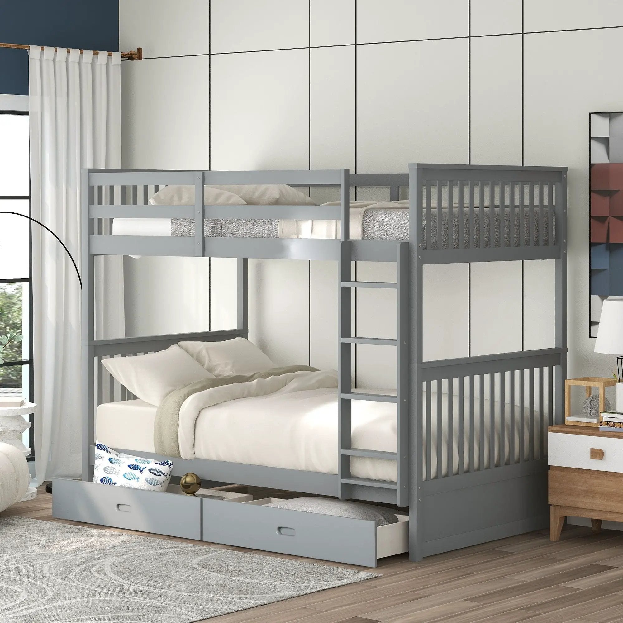 Bunk Bed With Ladders And 2 Storage Drawers by Unique Piece Furniture