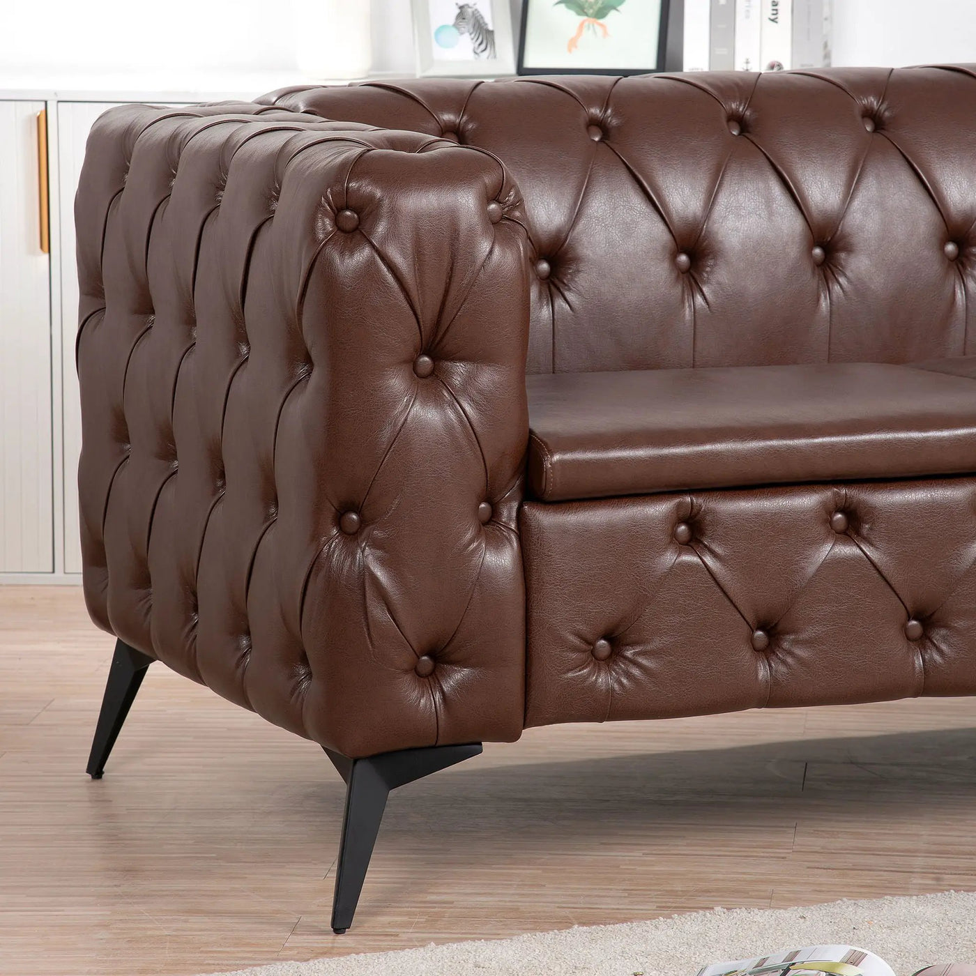 Square Arm Removable Cushion 3 Seater Sofa by HouseOfZazla