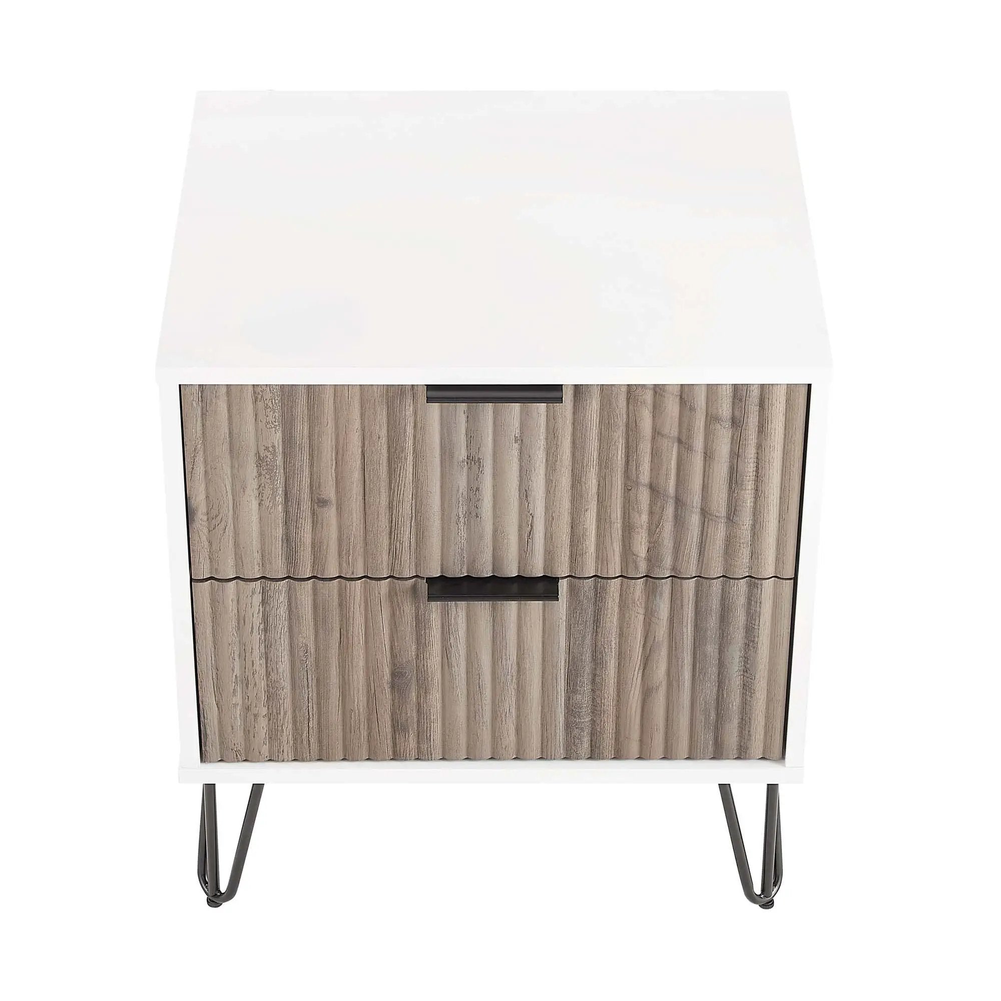 Dumbo - Fluted Nightstand With 2 Drawers - Gray / White by HouseOfZazla