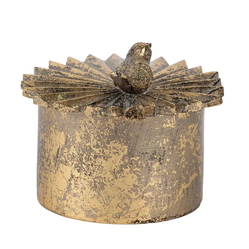 5.1x4.9x3.9' Circular Trinket Box With Bird by HouseOfZazla