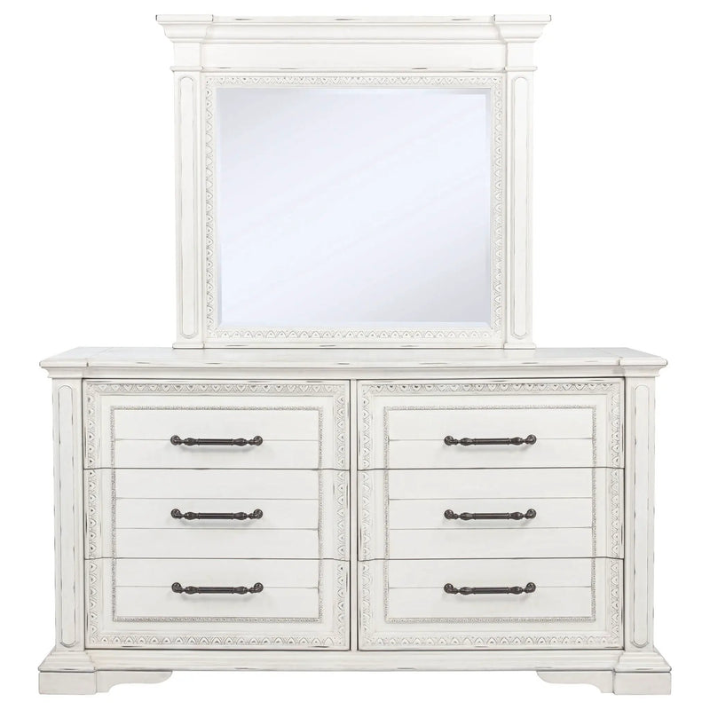 McKinney 6-drawer Bedroom Dresser with Mirror Vintage White by Unique Piece Furniture