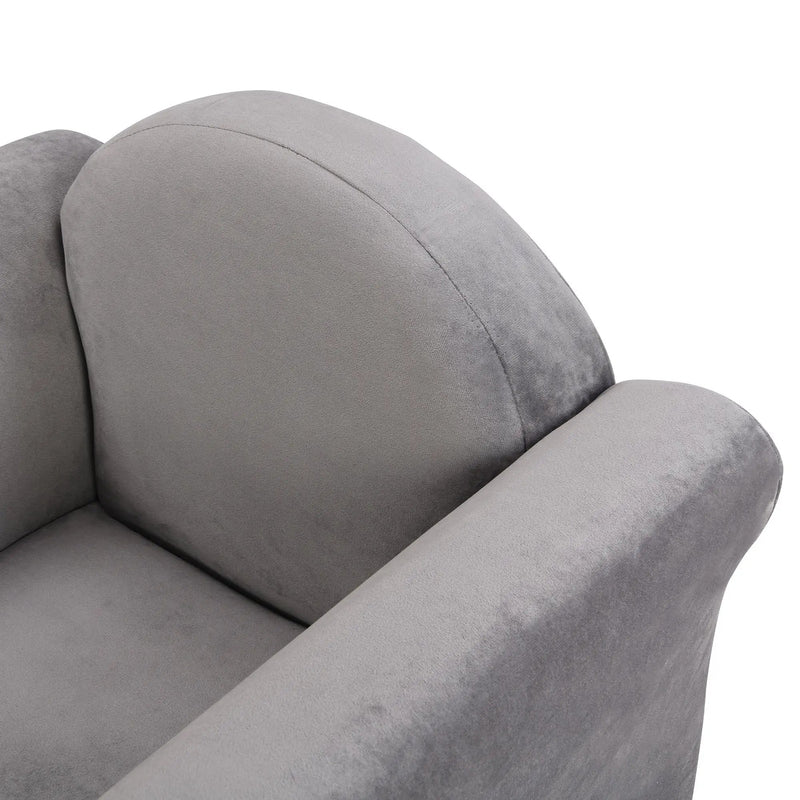 Kids Recliner Chair, Kids Upholstered Couch With Ottoman - Gray by HouseOfZazla