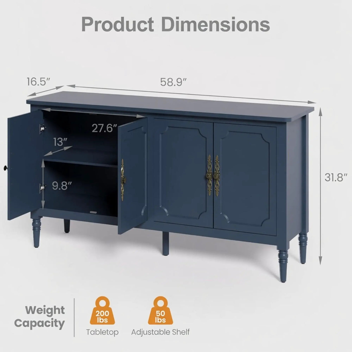 Vintage Buffet Cabinet With Adjustable Shelves by HouseOfZazla