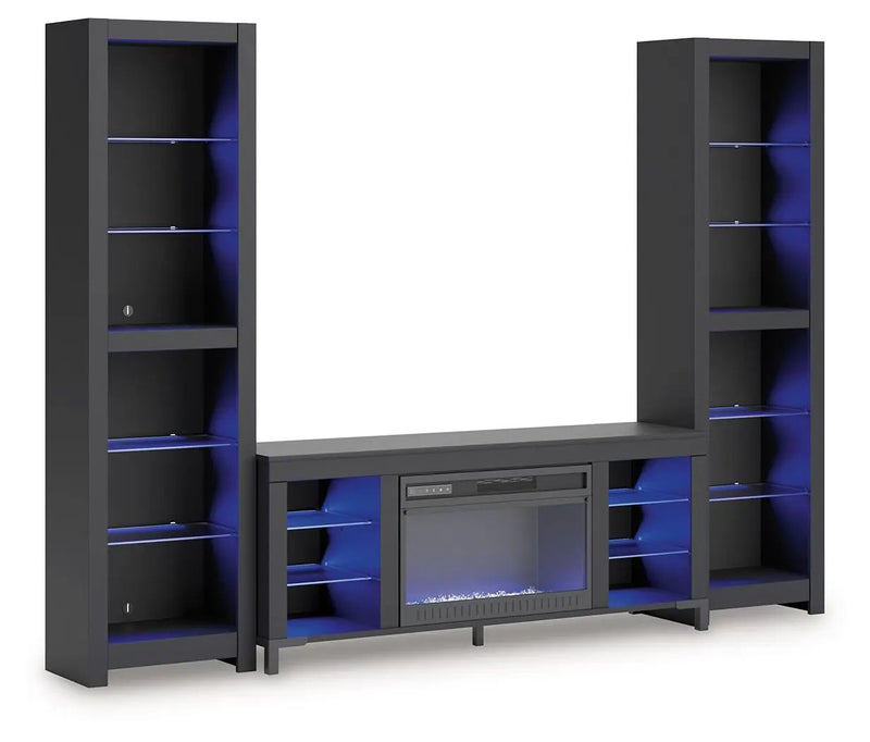 Cayberry - 3-Piece Entertainment Center With Electric Fireplace - Black by Unique Piece Furniture