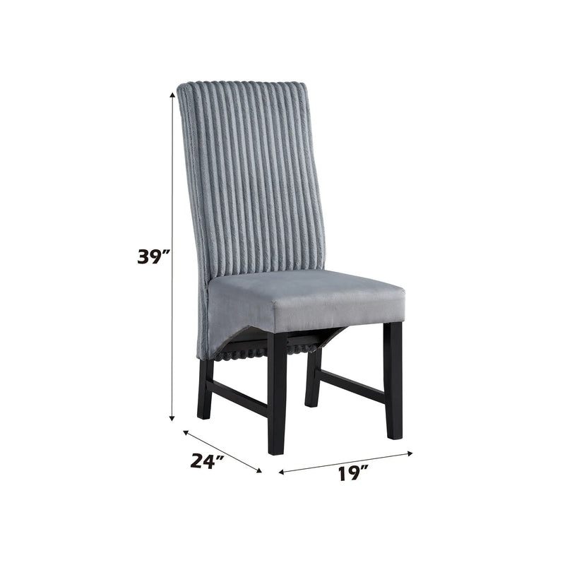Kini Corduroy Side Chair (Set of 2) - Black / Gray by HouseOfZazla