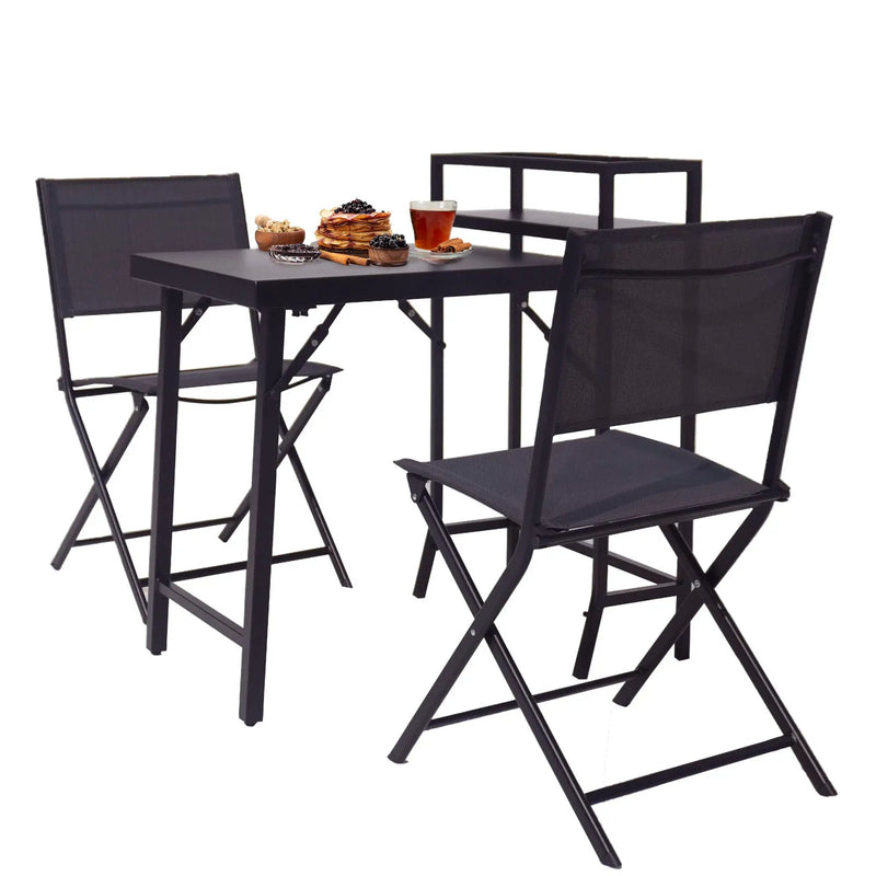 3 Piece Patio Bistro Set, Patio Set Of Foldable Patio Table And Chairs, Outdoor Patio Furniture Sets - Black by Unique Piece Furniture