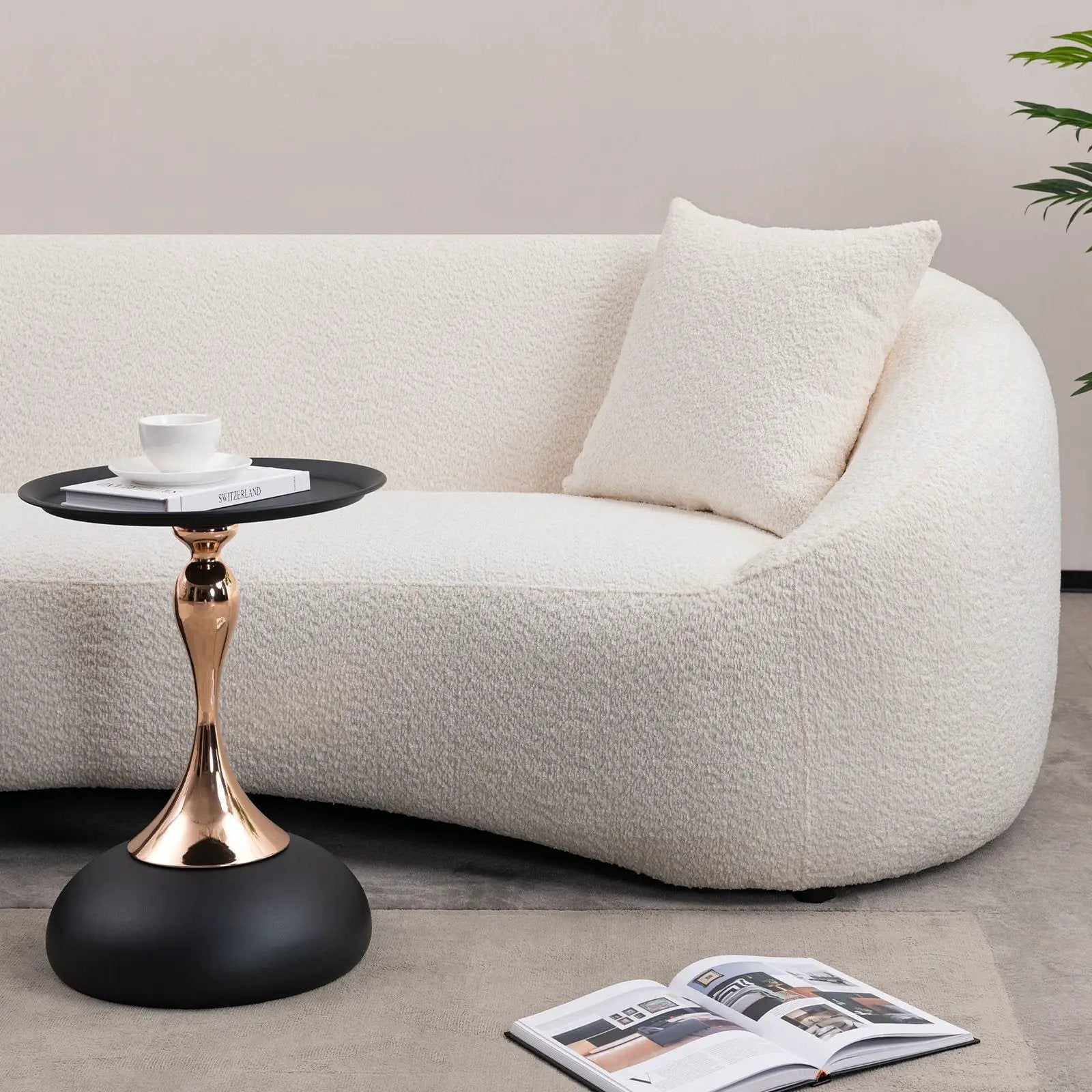 Curved 3 Seater Sofa For Living Room - White by Unique Piece Furniture