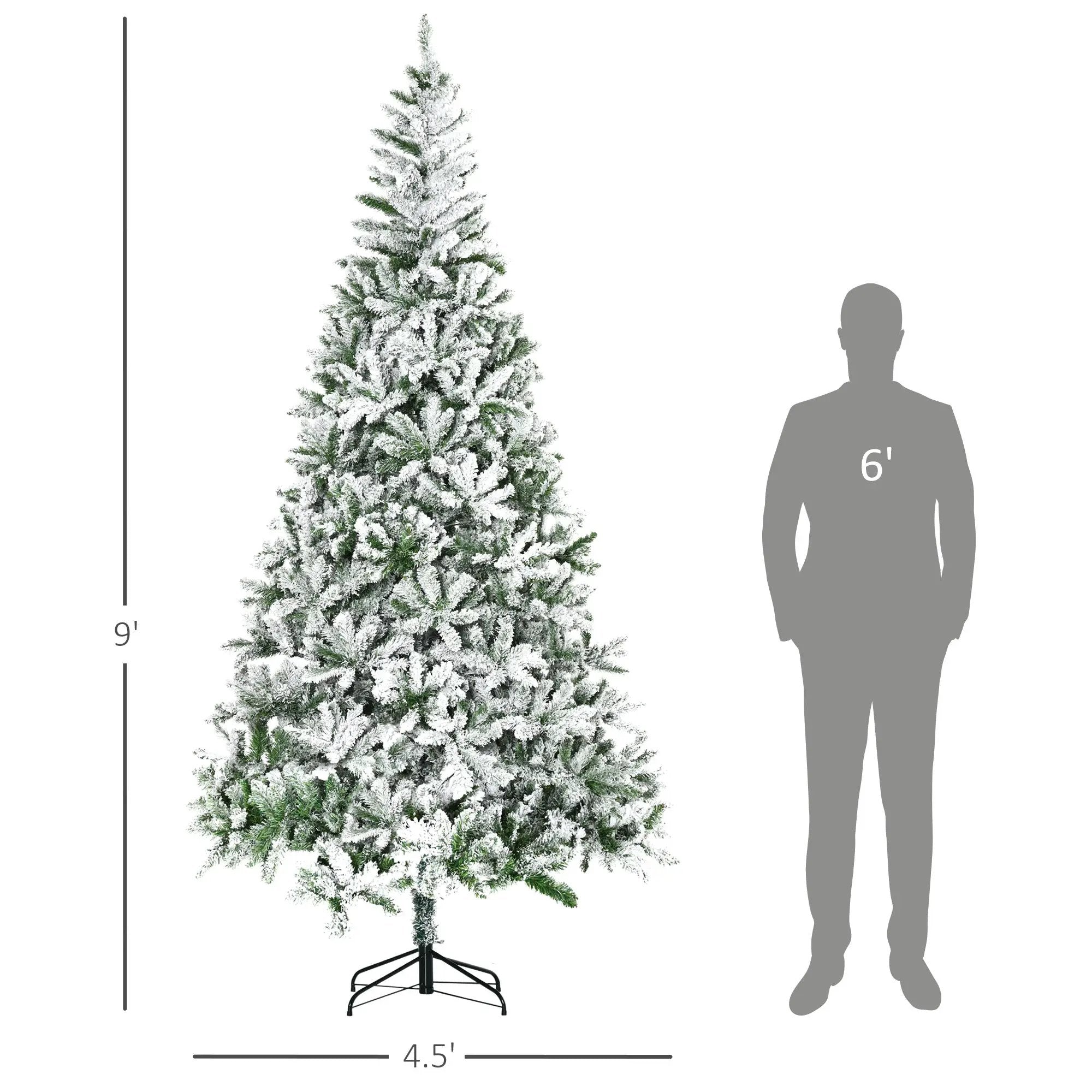 HOMCOM 9' Tall Unlit Snow Flocked Pine Artificial Christmas Tree by HouseOfZazla