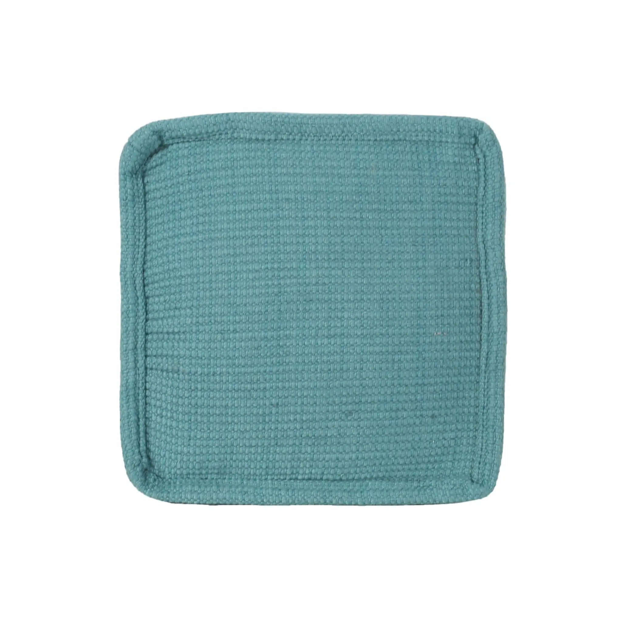 Hansolo - Yarn Square Pouf Ottoman Or Floor Cushion - Teal by Unique Piece Furniture