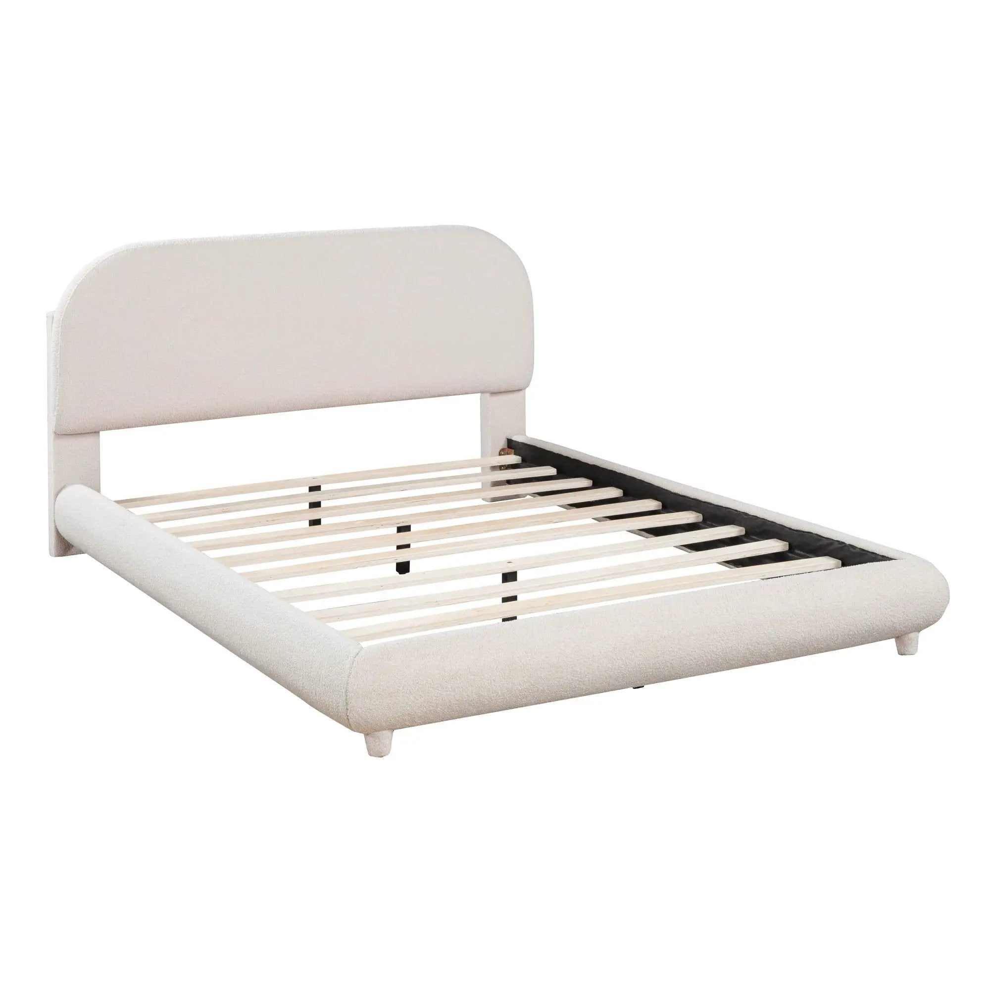 Upholstered Platform Bed With Thick Solid Frame And Stylish Curve-Shaped Design by Unique Piece Furniture