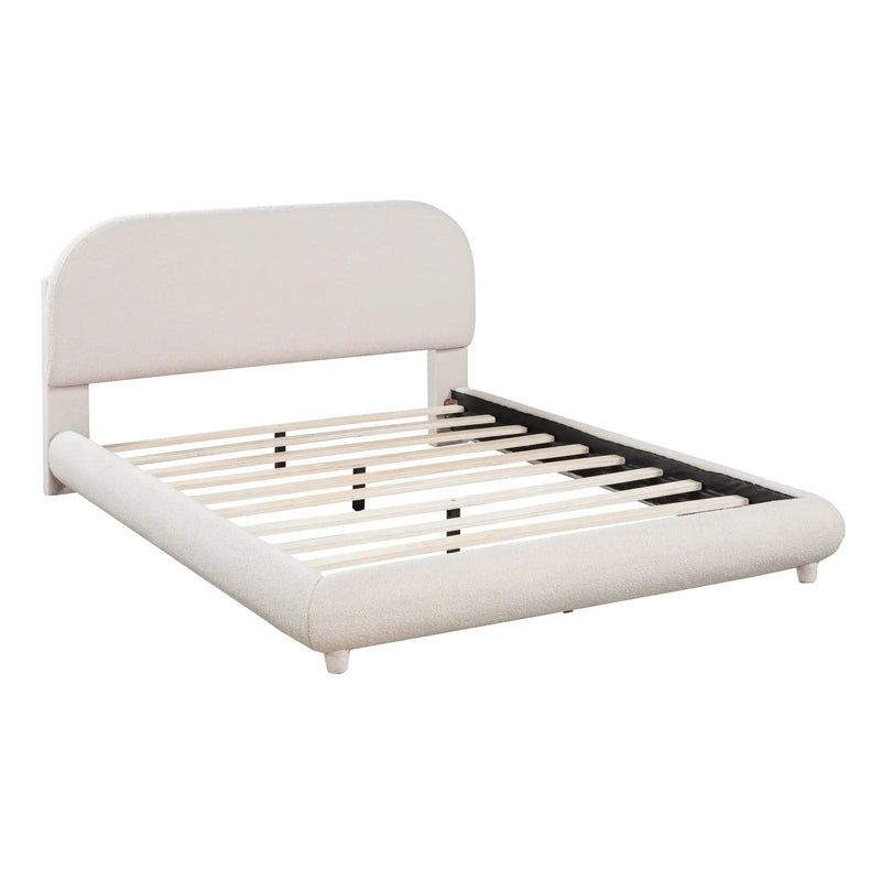 Upholstered Platform Bed With Thick Solid Frame And Stylish Curve-Shaped Design by Unique Piece Furniture