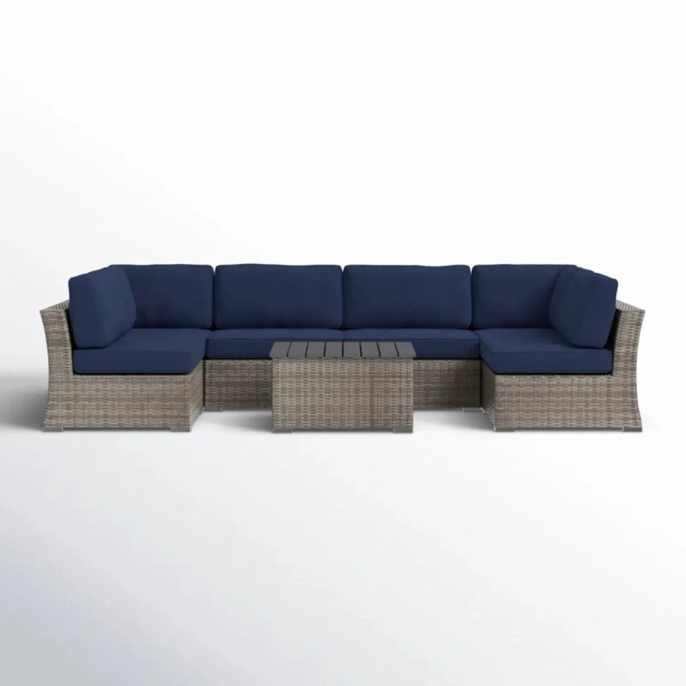 Wicker Sectional Sofa With Cushions And Table by HouseOfZazla