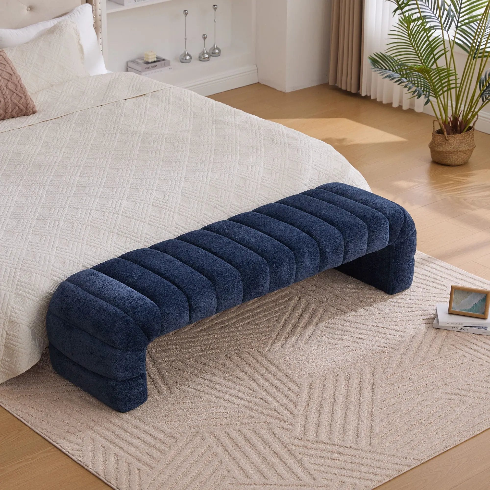 Modern Upholstered Armless Bed Bench With Channel Tufted Design by HouseOfZazla