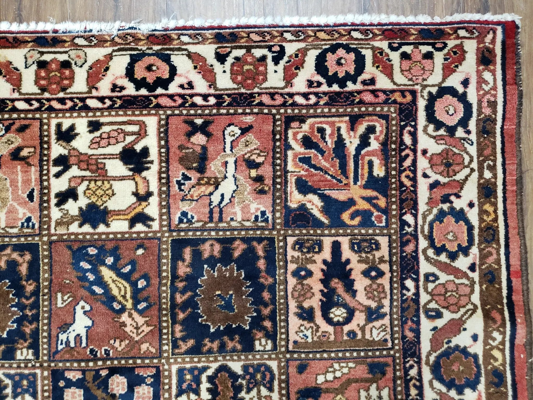 Antique Persian Bakhtiari Rug circa 1920s, Kheshti Panel Design, Wool, Hand-Knotted, 5'3" x 10' by Jewel Rugs