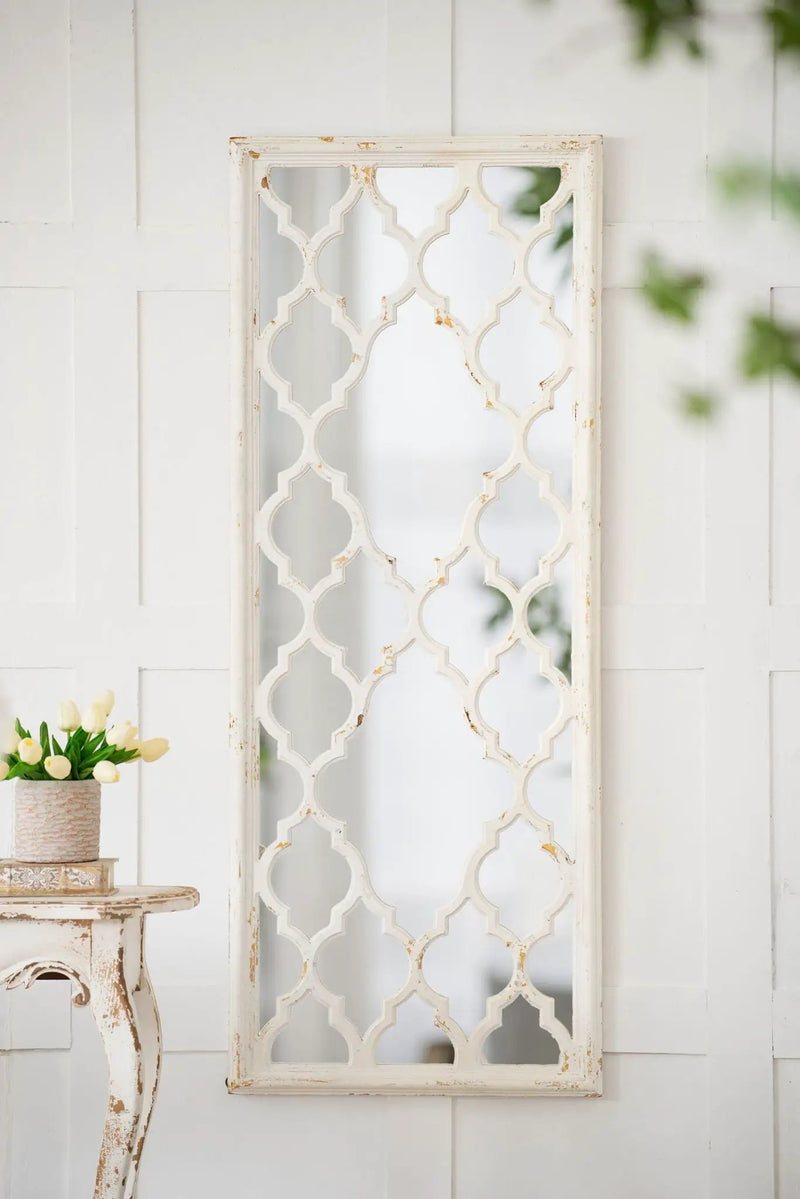 Distressed Floor Mirror, Full Body Mirror For Bathroom Bedroom Living Room - White by HouseOfZazla