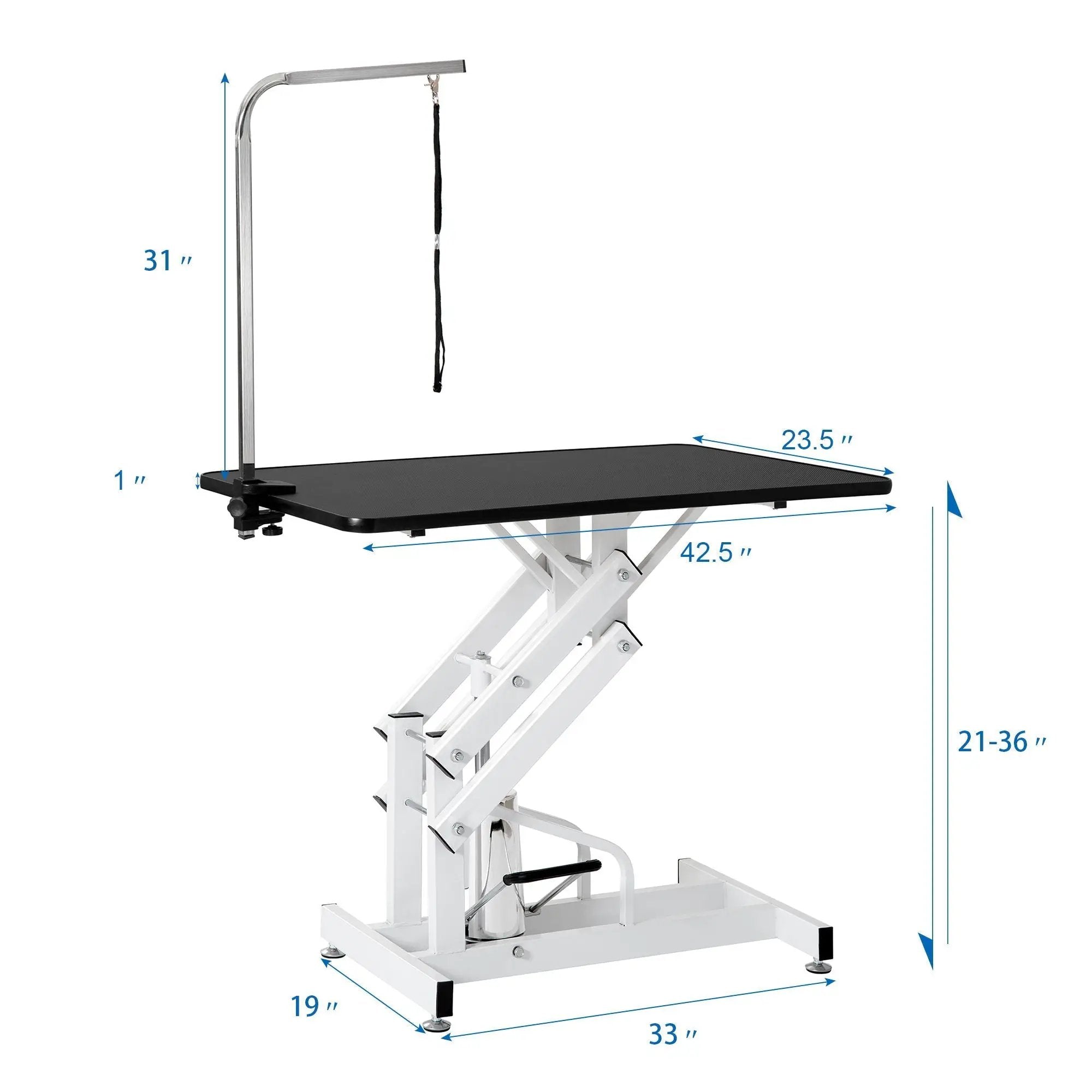 Hydraulic Dog Pet Grooming Table Heavy Duty Big Size Z-Lift Pet Grooming Table - Black / White by HouseOfZazla