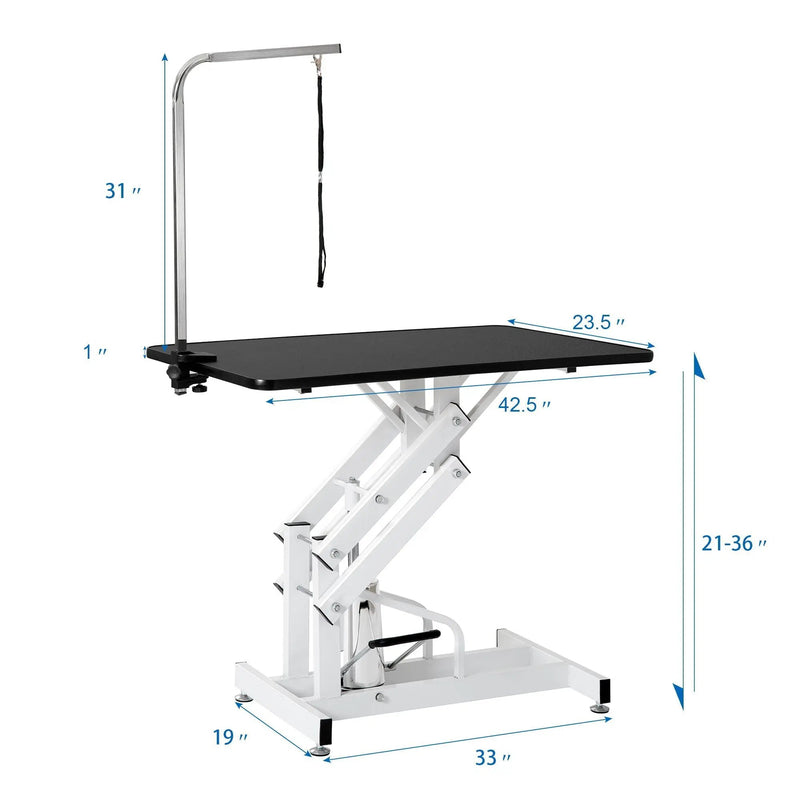 Hydraulic Dog Pet Grooming Table Heavy Duty Big Size Z-Lift Pet Grooming Table - Black / White by HouseOfZazla