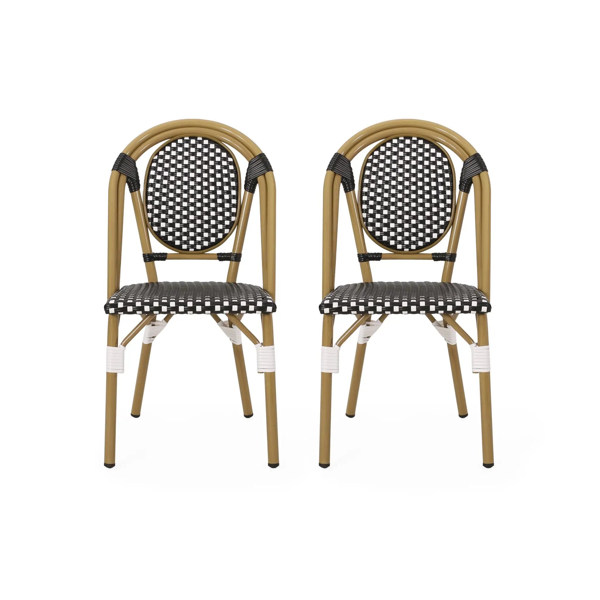 Outdoor PE Rattan and Aluminum French Bistro Chair, Set of 2 by HouseOfZazla