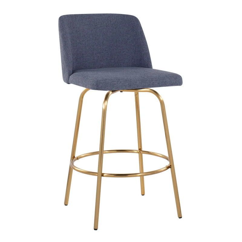 Toriano - Contemporary, Fixed Height Counter Stool With Swivel With Round Footrest (Set of 2) by Unique Piece Furniture