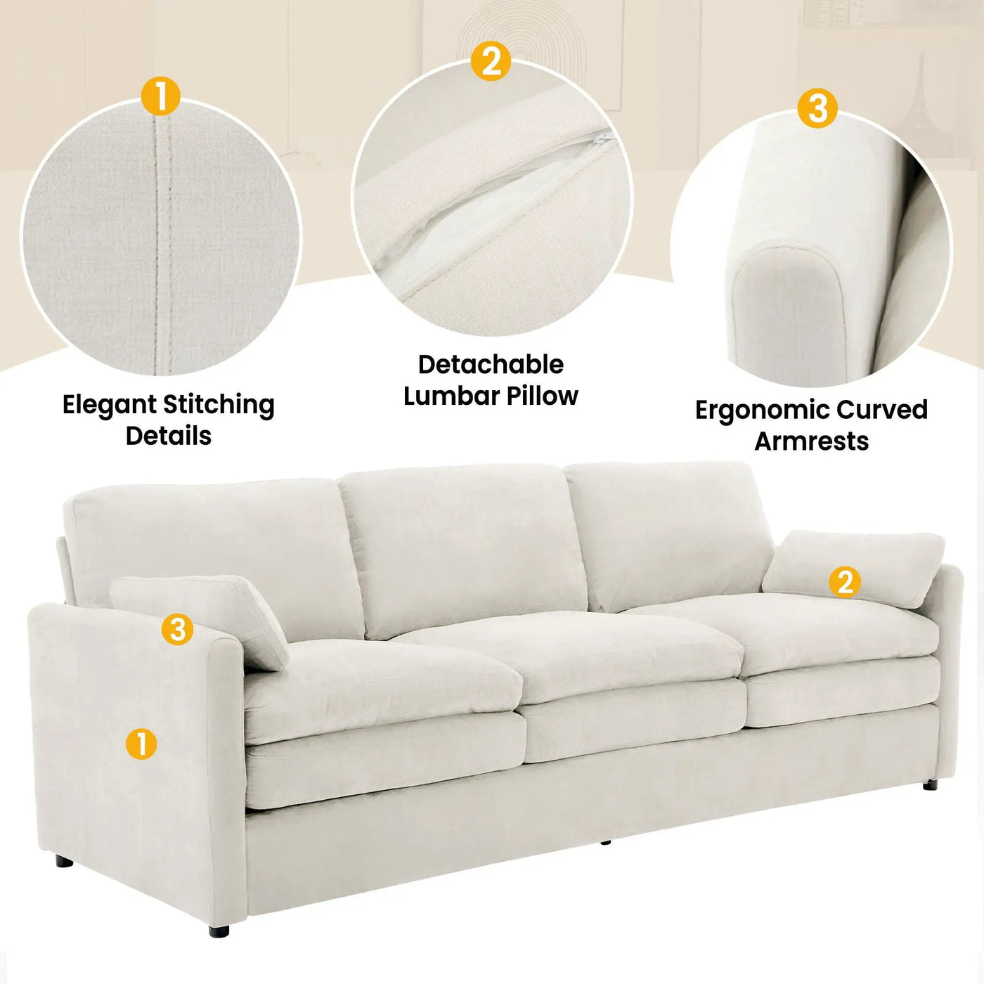 Cozy Upholstered 3 Seater Sofa Cushion For Living Room by HouseOfZazla