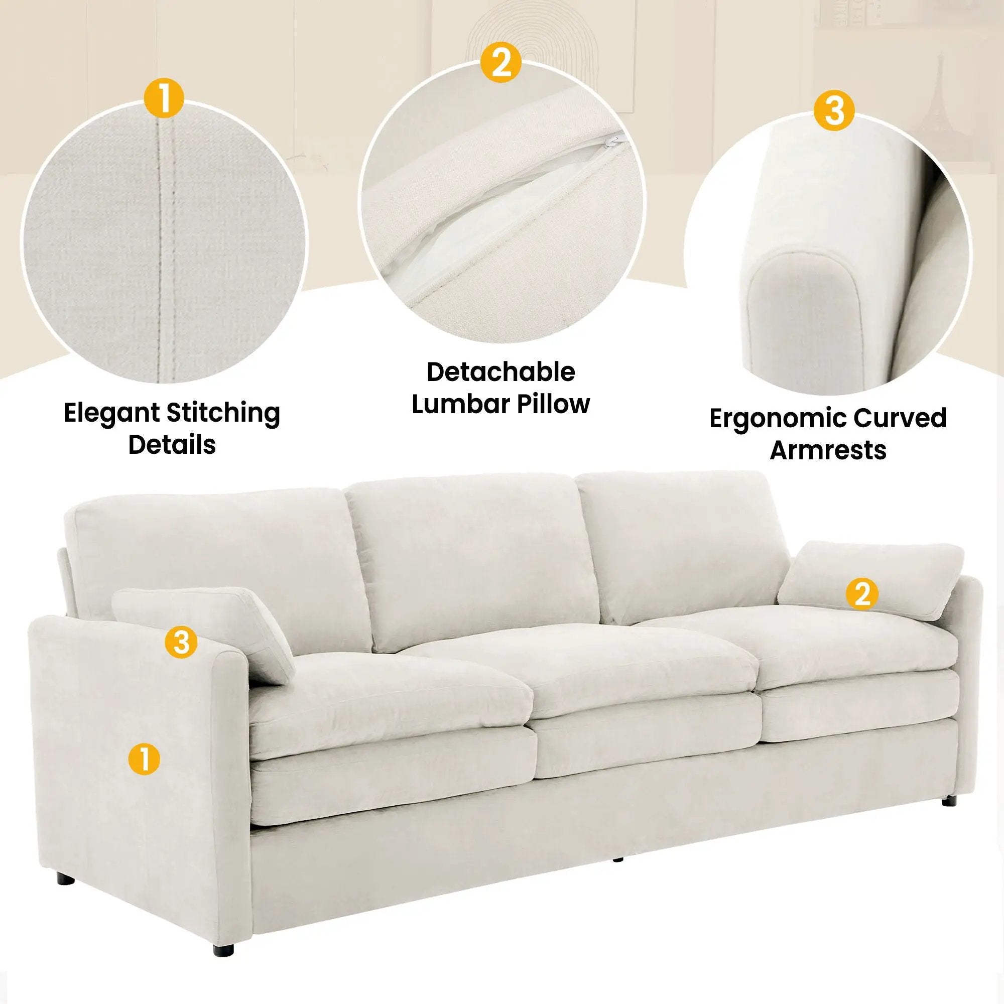 Cozy Upholstered 3 Seater Sofa Cushion For Living Room by HouseOfZazla