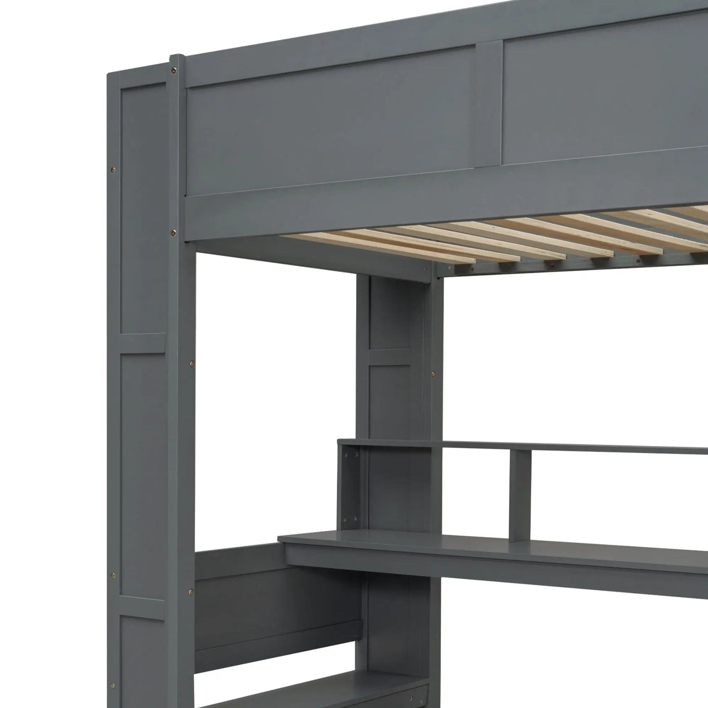 Gaming Loft Bed With Desk, Multi Storage Shelves, LED And Charging Station by HouseOfZazla