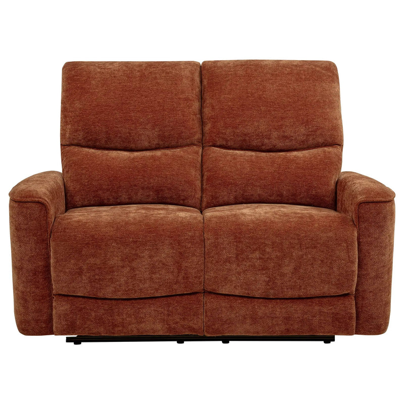 Navarro Chenille Upholstered Reclining Loveseat Burnt Orange by Unique Piece Furniture