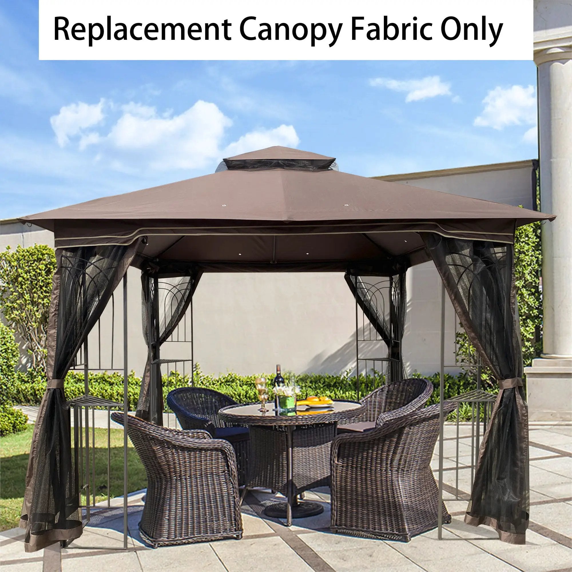 Patio Double Roof Gazebo Replacement Canopy Top Fabric by Unique Piece Furniture