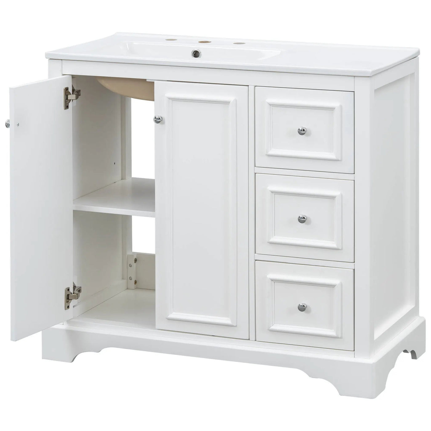 Bathroom Vanity With Sink, Soft-Close Doors, Adjustable U-Shelf, 3 Drawers by HouseOfZazla