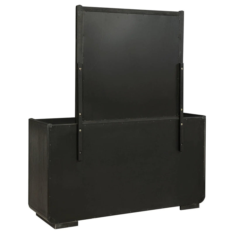 Leandro 8-drawer Bedroom Dresser with Mirror Burnished Black by Unique Piece Furniture