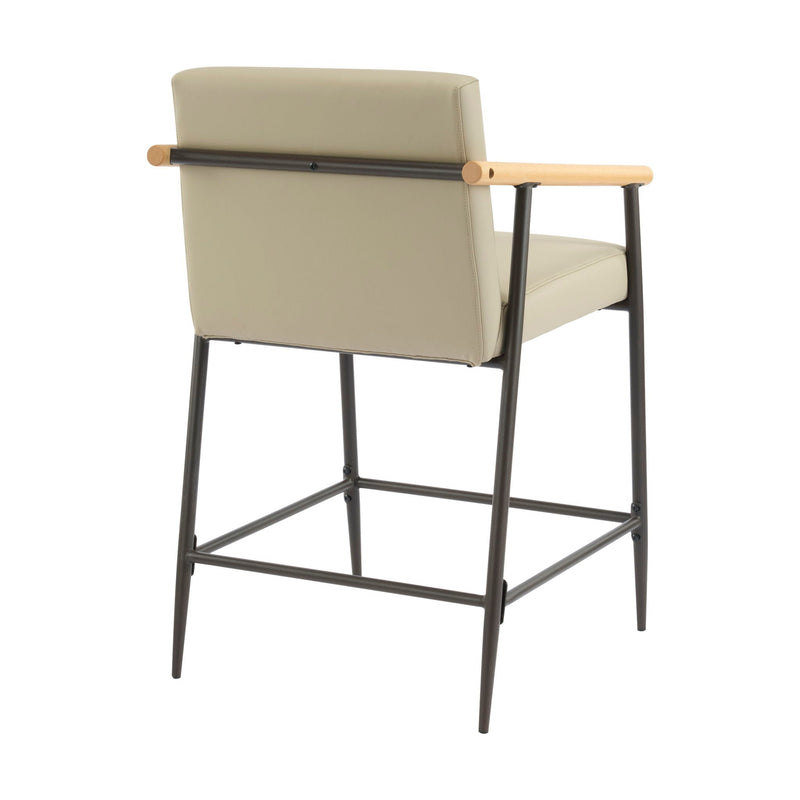 Mid Century Modern Counter Stool Set with Espresso Metal Frame - Khaki by HouseOfZazla