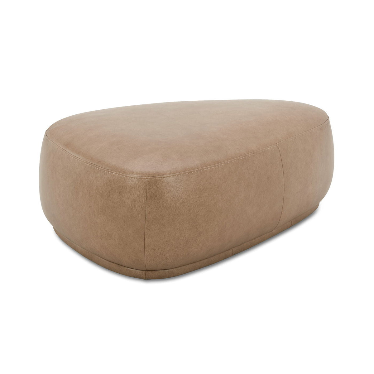 Pebble Rounded Triangle Cocktail Ottoman with Upholstered Construction - Yellow or Light Brown