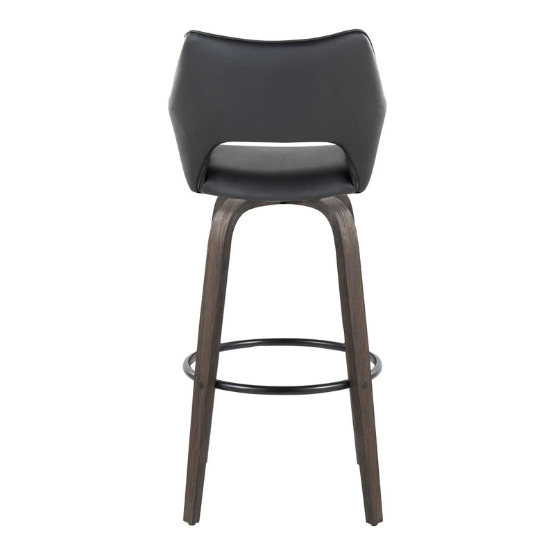 Mustang - Contemporary Fixed Height Barstool With Swivel With Round Footrest (Set of 2) by HouseOfZazla