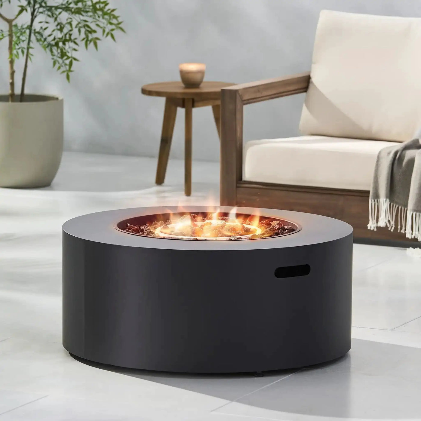 Round Iron Fire Pit With 40,000 Btu by HouseOfZazla
